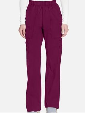 Cherokee Women's Mid-Rise Cargo Scrub Pants in Berry/Wine. Medical Uniform